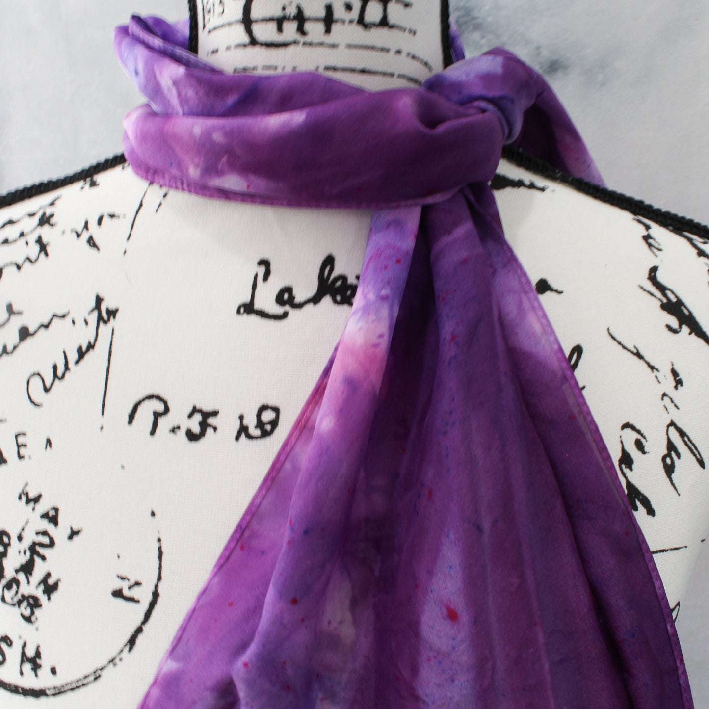 PURPLE DELIGHT Hand-Dyed Silk Scarf - 11 x 60 inches - Purple Lamb
