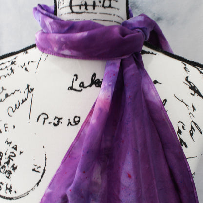 PURPLE DELIGHT Hand-Dyed Silk Scarf - 11 x 60 inches - Purple Lamb
