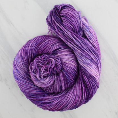 PURPLE DELIGHT Hand-Dyed Yarn on Squoosh DK - Splashed & Speckled Yarn
