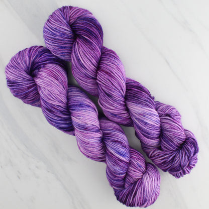 PURPLE DELIGHT Hand-Dyed Yarn on Squoosh DK - Splashed & Speckled Yarn