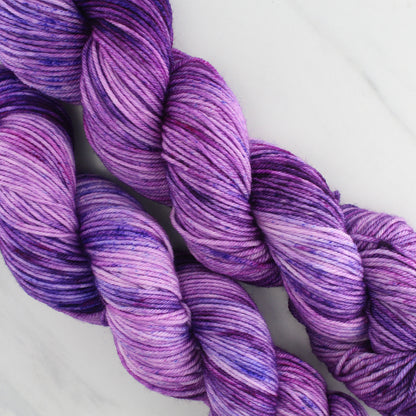 PURPLE DELIGHT Hand-Dyed Yarn on Squoosh DK - Splashed & Speckled Yarn