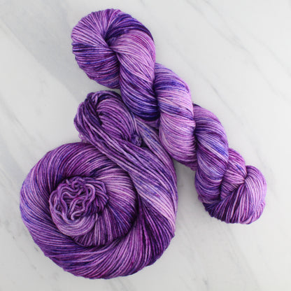 PURPLE DELIGHT Hand-Dyed Yarn on Squoosh DK - Splashed & Speckled Yarn