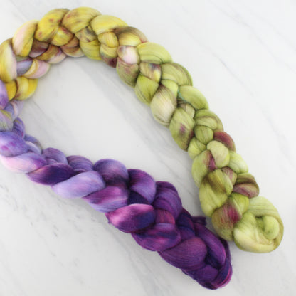 PURPLE IRIS Hand-Dyed Extra-Fine 18 Micron Merino Top - Purple Lamb