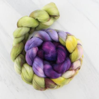 PURPLE IRIS Hand-Dyed Extra-Fine 18 Micron Merino Top - Purple Lamb