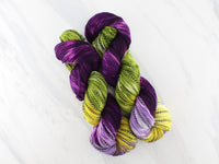 PURPLE IRIS on Indie-Dyed Yarn on Stained Glass Sock