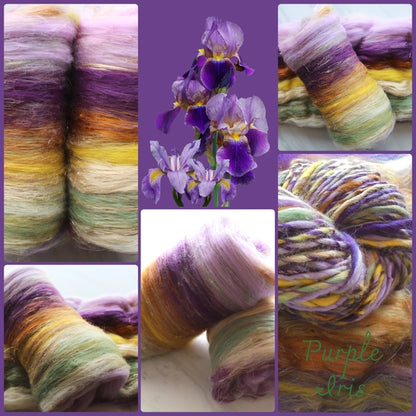 PURPLE IRIS Art Batts to Spin or Felt