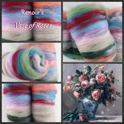 RENOIR'S VASE OF ROSES Art Batts to Spin and Felt