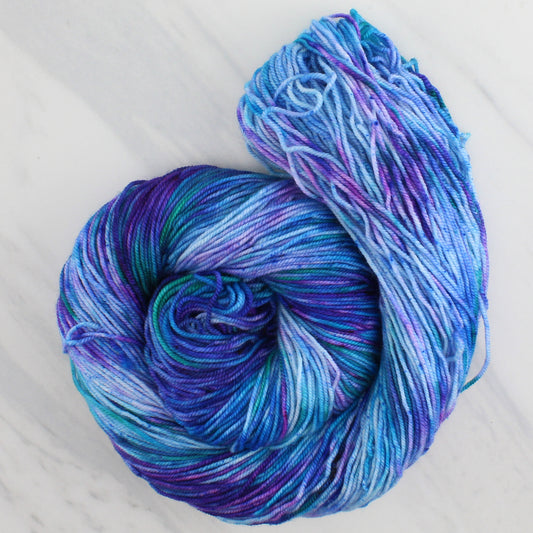 SAPPHIRE DREAMS Hand Dyed on Splendid Sport - Splashed and Speckled Colorway