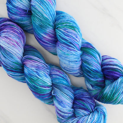 SAPPHIRE DREAMS Hand Dyed on Splendid Sport - Splashed and Speckled Colorway