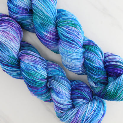 SAPPHIRE DREAMS Hand Dyed on Splendid Sport - Splashed and Speckled Colorway