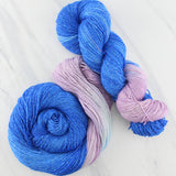 SAPPHIRE AND KUNZITE on Sparkly Merino Sock - Assigned Pooling Colorway