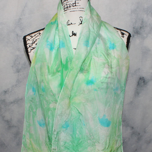 SEA GLASS Hand-Dyed Silk Scarf - 11 x 60 inches