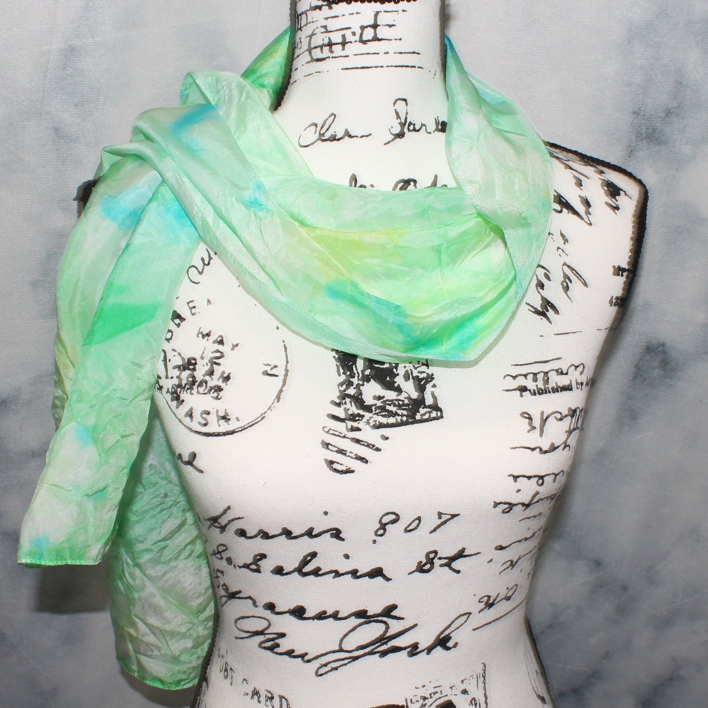 SEA GLASS Hand-Dyed Silk Scarf - 11 x 60 inches