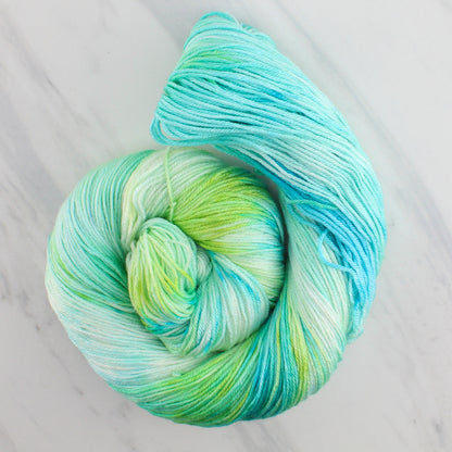 SEA GLASS Hand Dyed on So Silky Fingering - Splashed and Speckled Yarn