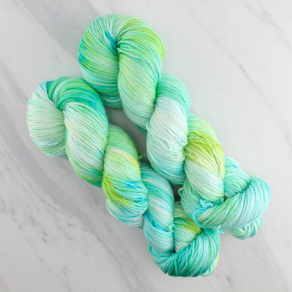 SEA GLASS Hand Dyed on So Silky Fingering - Splashed and Speckled Yarn