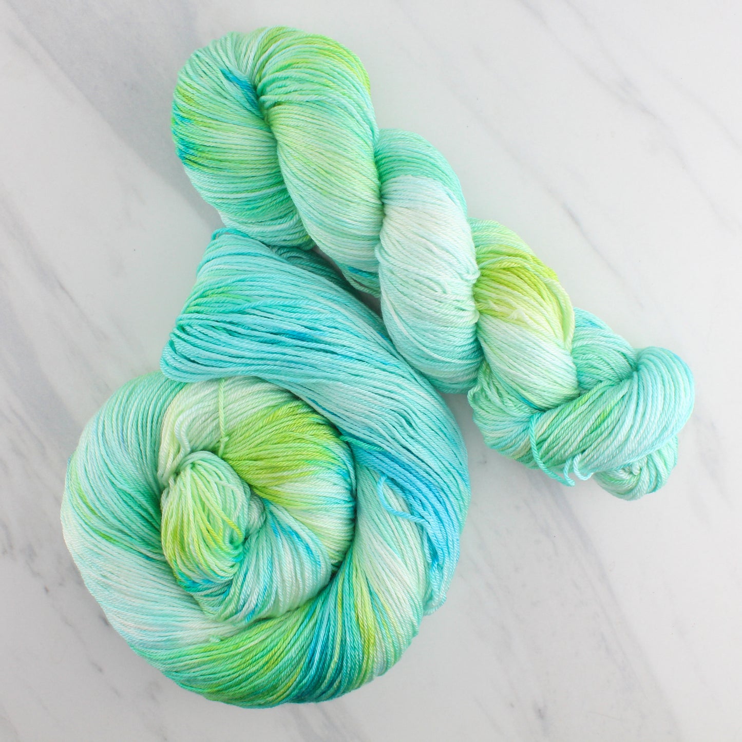 SEA GLASS Hand Dyed on So Silky Fingering - Splashed and Speckled Yarn