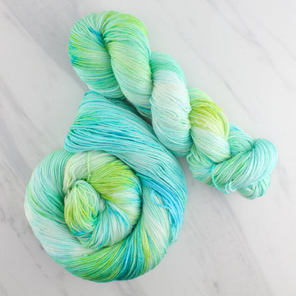 SEA GLASS Hand Dyed on So Silky Fingering - Splashed and Speckled Yarn