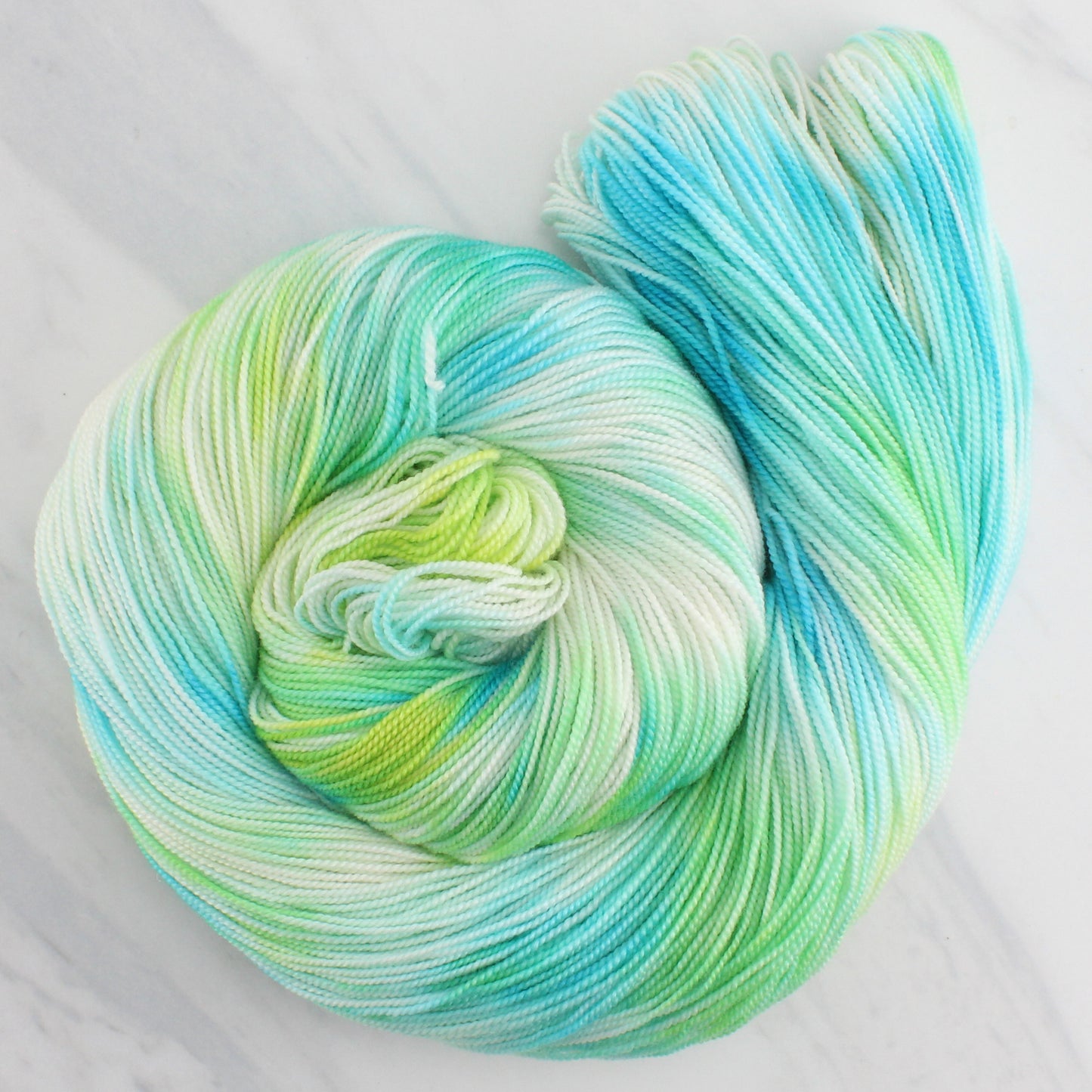 SEA GLASS Hand Dyed on Feather Fingering - Splashed & Speckled Yarn