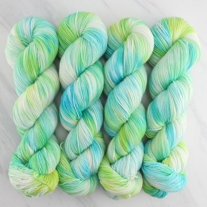 SEA GLASS Hand Dyed on Feather Fingering - Splashed & Speckled Yarn