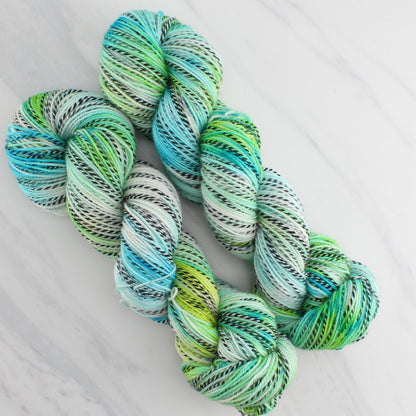 SEA GLASS Hand Dyed on Stained Glass Fingering - Splashed & Speckled Yarn