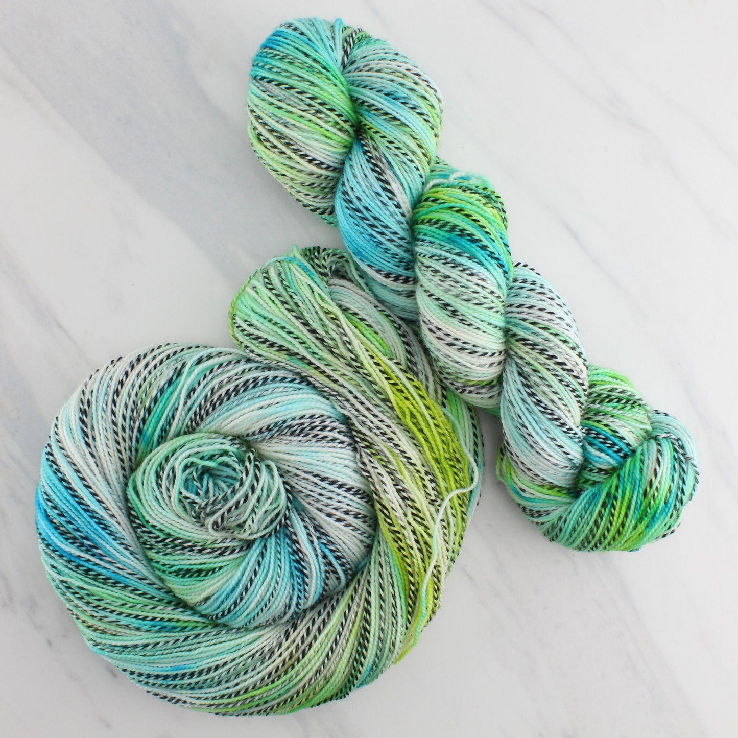 SEA GLASS Hand Dyed on Stained Glass Fingering - Splashed & Speckled Yarn