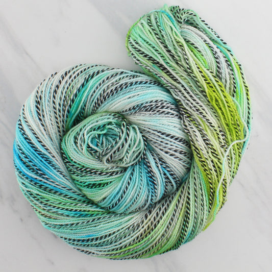SEA GLASS Hand Dyed on Stained Glass Fingering - Splashed & Speckled Yarn