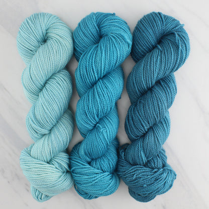SERENITY BLUE Hand Dyed on Buttery Soft DK  - Semi-Solid Yarn