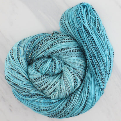 SERENITY BLUE Hand Dyed on Stained Glass Fingering - Semi-Solid Yarn