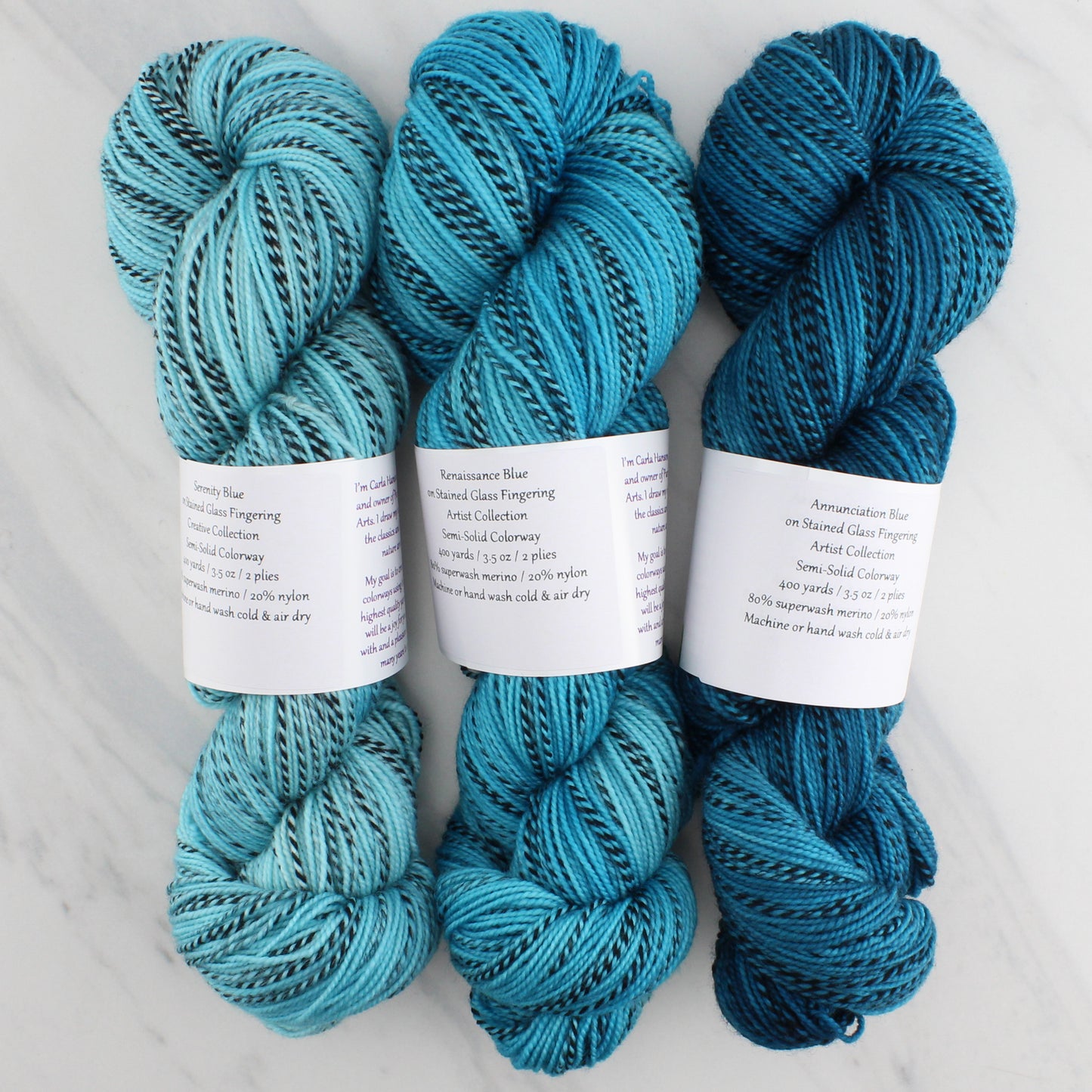 RENAISSANCE BLUE Indie-Dyed Yarn on Stained Glass Fingering - Semi-Solid Colorway