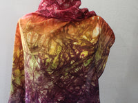 AUTUMN LEAVES Hand-Dyed Silk Scarf - 35 x 35 inch square