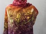 AUTUMN LEAVES Hand-Dyed Silk Scarf - 35 x 35 inch square