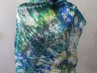 MONET'S WATER LILIES Hand-Dyed Silk Scarf - 35 x 35 inch square