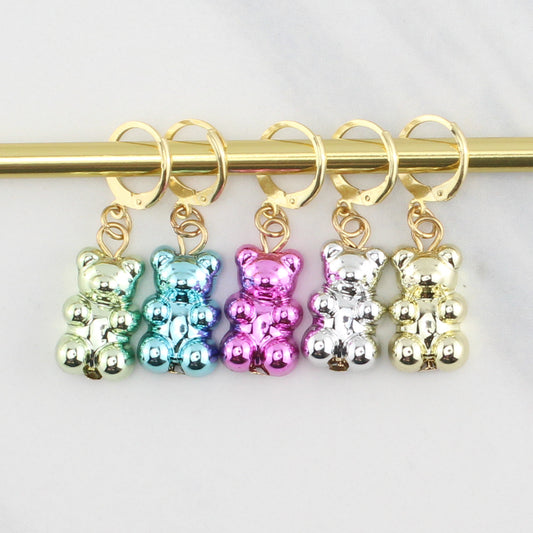 METALLIC GUMMY BEAR STITCH MARKER SETS FOR KNITTING AND CROCHET