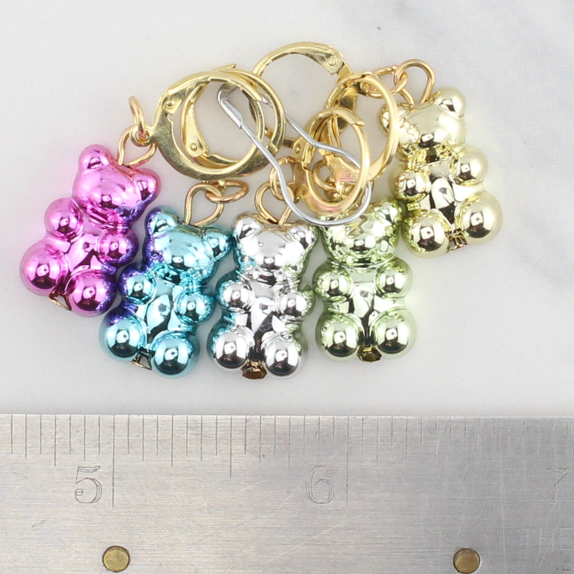 METALLIC GUMMY BEAR STITCH MARKER SETS FOR KNITTING AND CROCHET