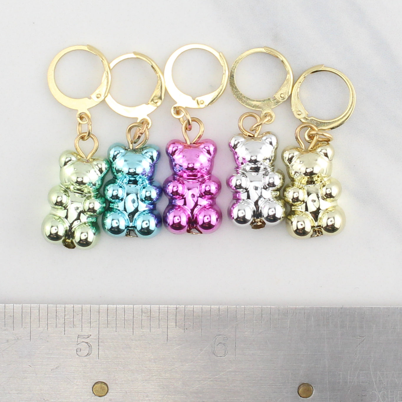 METALLIC GUMMY BEAR STITCH MARKER SETS FOR KNITTING AND CROCHET