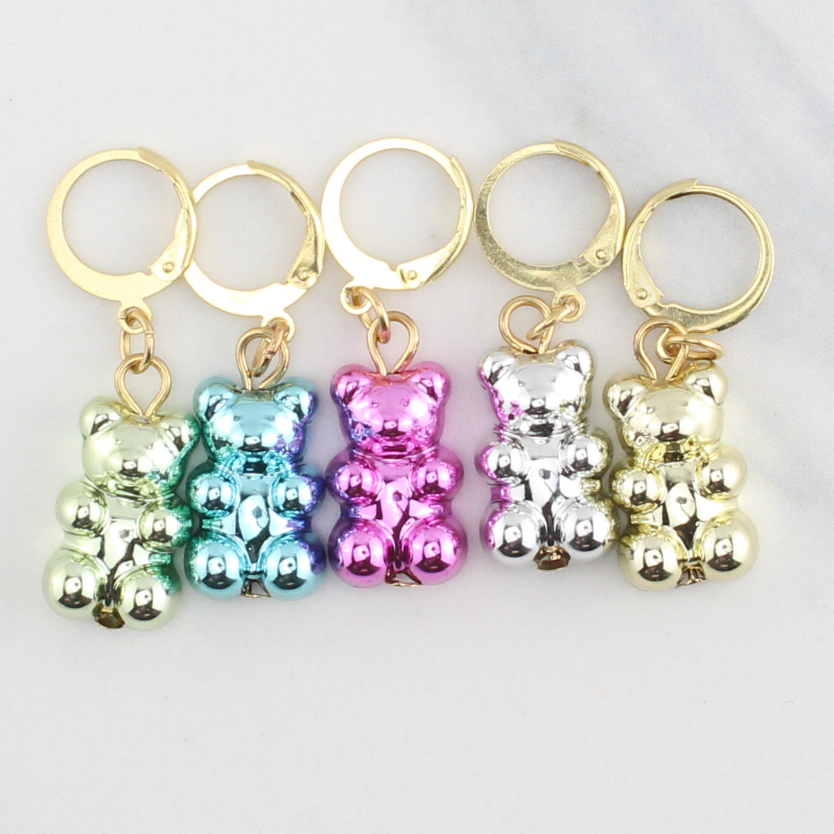 METALLIC GUMMY BEAR STITCH MARKER SETS FOR KNITTING AND CROCHET