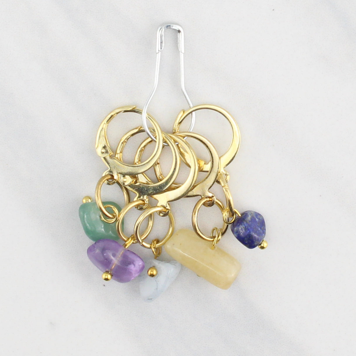POLISHED STONE STITCH MARKER SETS FOR KNITTING AND CROCHET