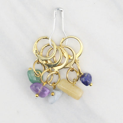 POLISHED STONE STITCH MARKER SETS FOR KNITTING AND CROCHET