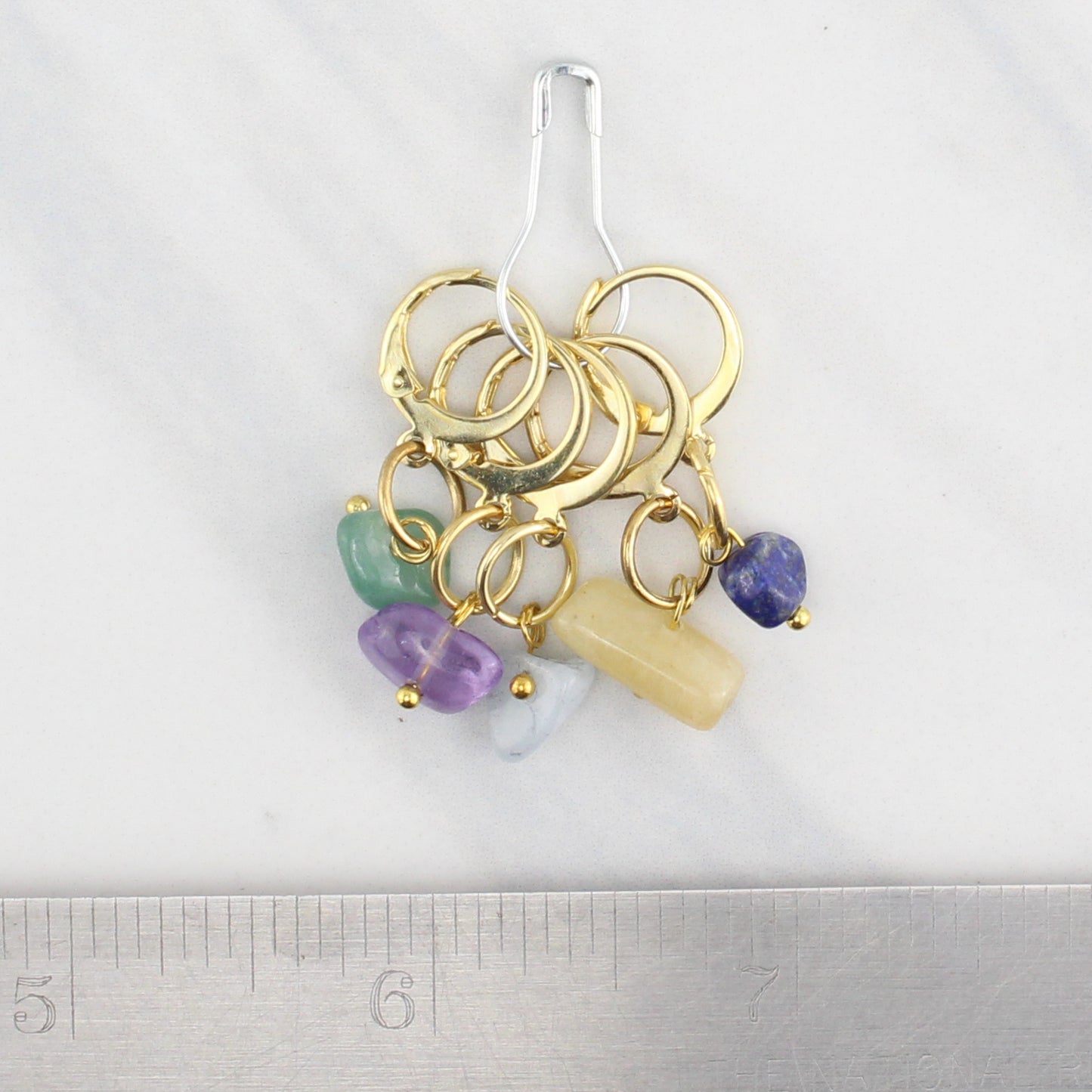 POLISHED STONE STITCH MARKER SETS FOR KNITTING AND CROCHET