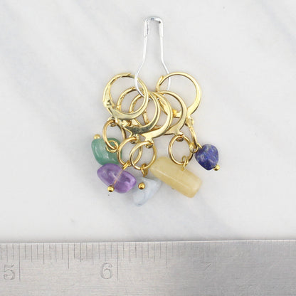 POLISHED STONE STITCH MARKER SETS FOR KNITTING AND CROCHET