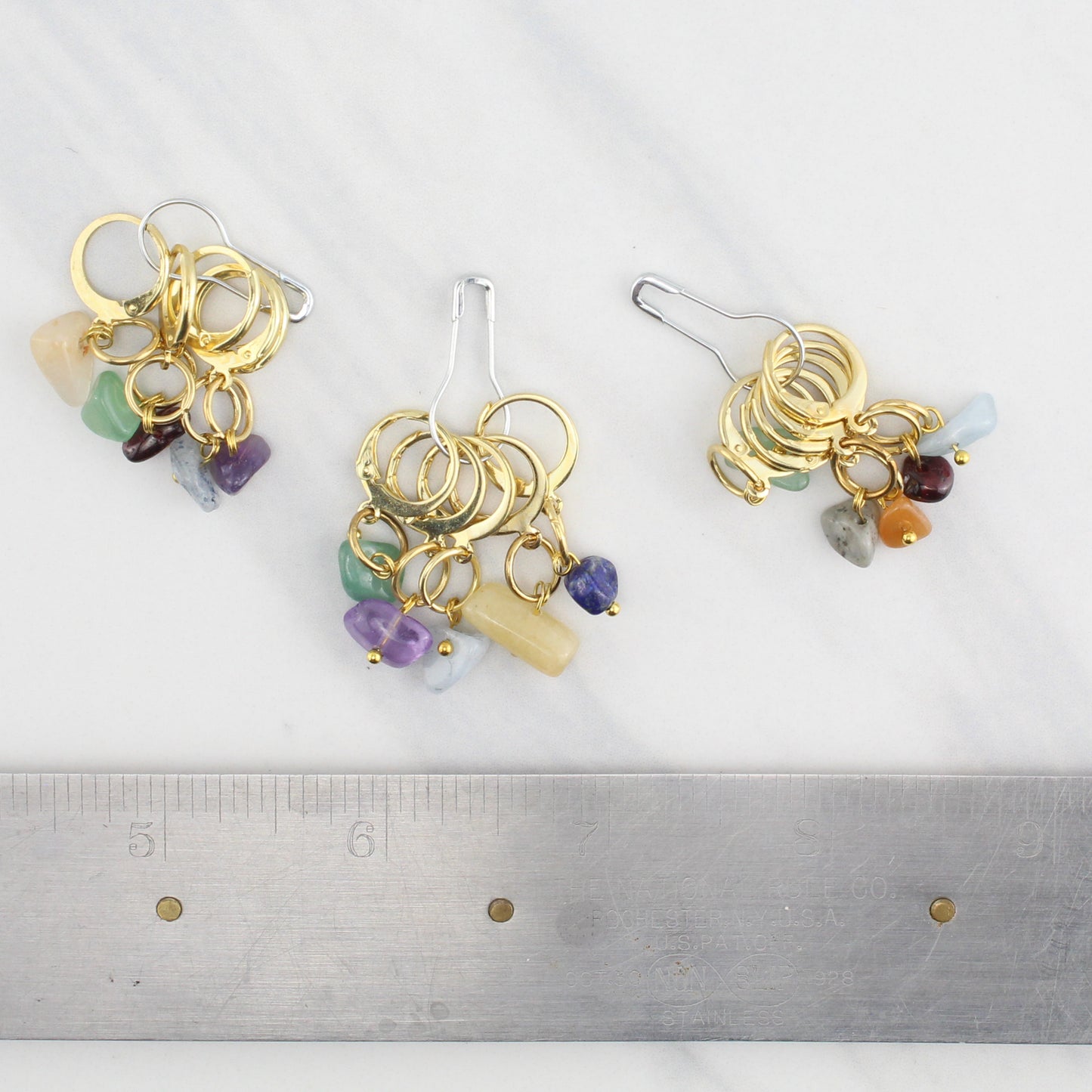 POLISHED STONE STITCH MARKER SETS FOR KNITTING AND CROCHET