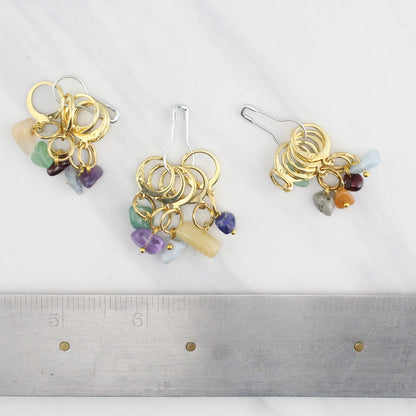 POLISHED STONE STITCH MARKER SETS FOR KNITTING AND CROCHET