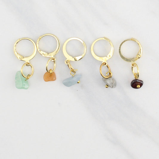 POLISHED STONE STITCH MARKER SETS FOR KNITTING AND CROCHET