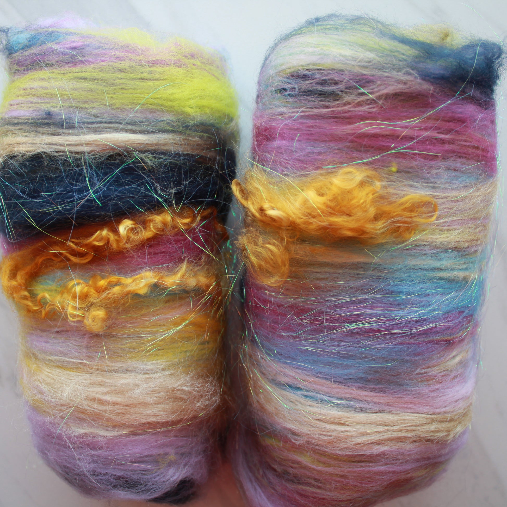 SUNKEN TREASURE Textural Spinning and Felting Batts with Camel Down and Teeswater Locks - Purple Lamb