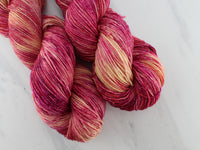 SUNRISE, SUNSET Hand-Dyed Yarn on Sparkly Merino Sock