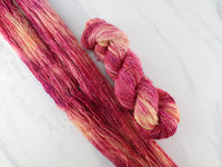 SUNRISE, SUNSET Hand-Dyed Yarn on Sparkly Merino Sock