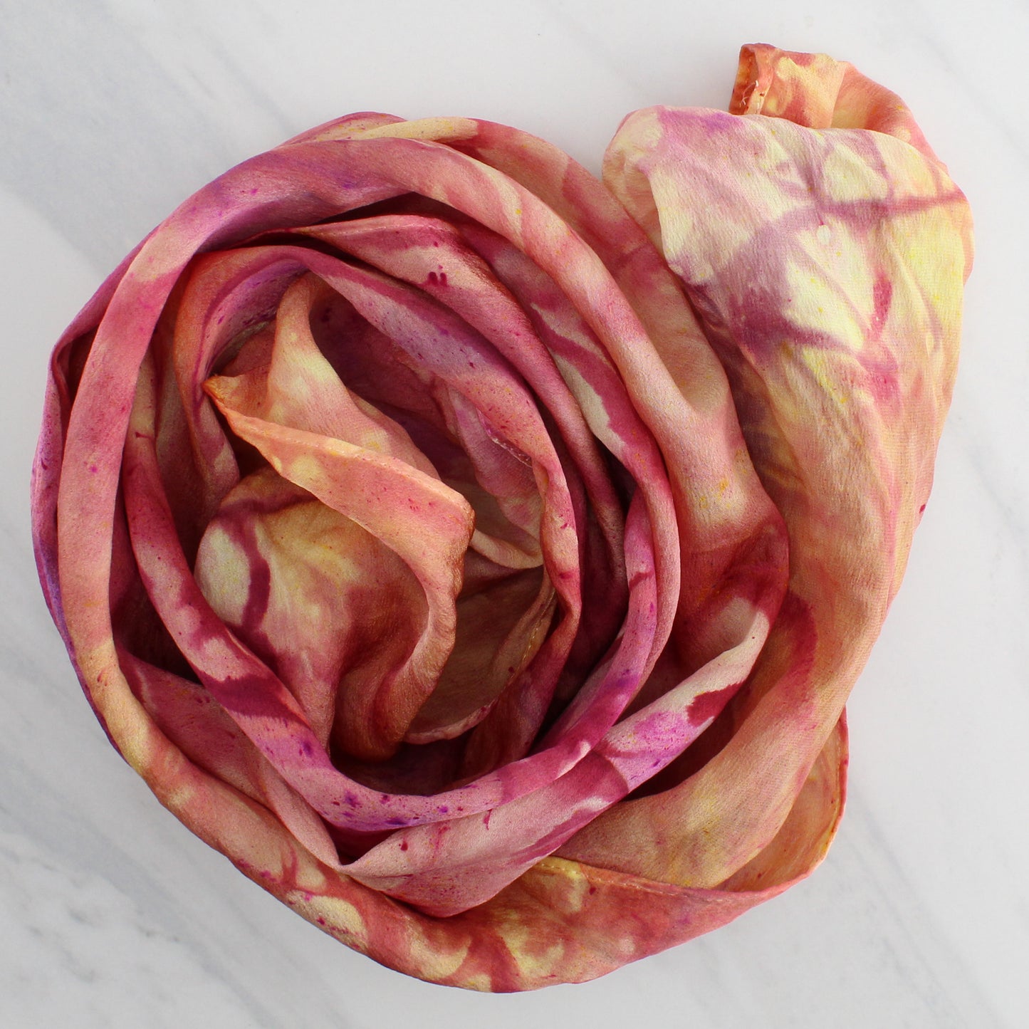 SUNSET AT SEA Hand-Dyed Silk Satin Scarf - 11 x 60 inches