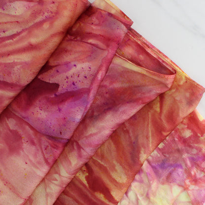 SUNSET AT SEA Hand-Dyed Silk Satin Scarf - 11 x 60 inches
