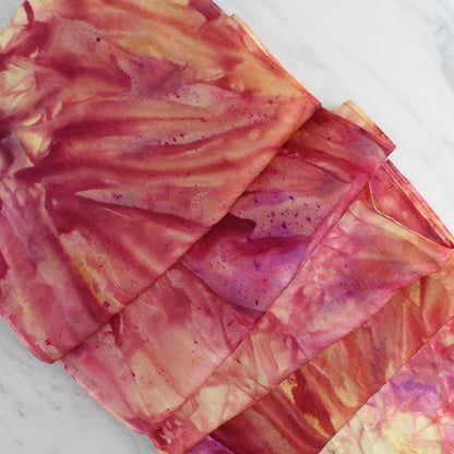 SUNSET AT SEA Hand-Dyed Silk Satin Scarf - 11 x 60 inches