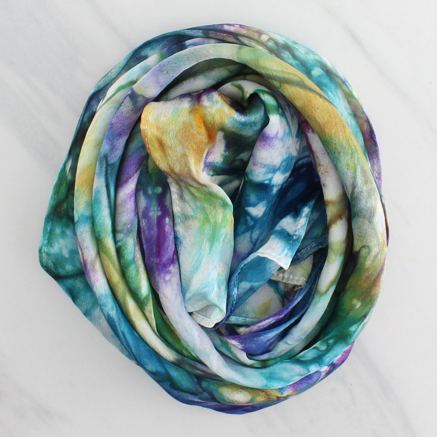 TELEMACHUS Hand-Dyed Silk Satin Scarf - 8 x 54 inches